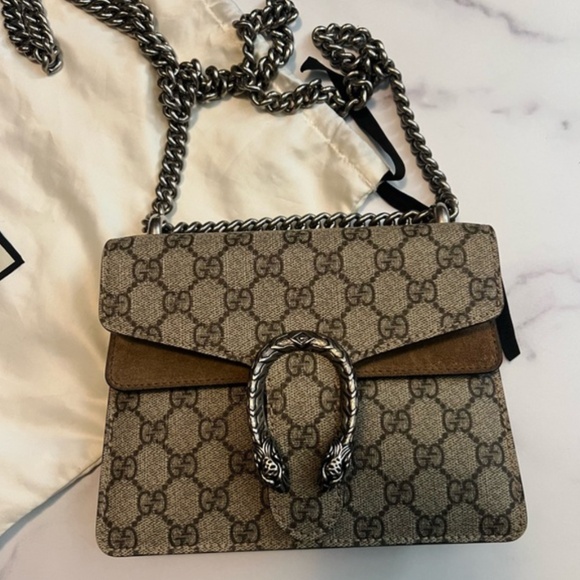 Gucci Handbags - Gucci GG Monogram Mini Dionysus Shoulder Bag Taupe